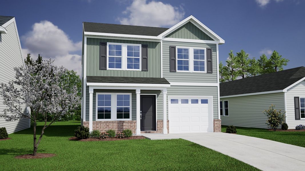 Representative exterior photo of a completed home built from the Barnwell - Genesis Value Collection by Mungo Homes in Evergreen, Spartanburg, SC (Image 12).
