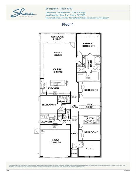 2D floor plan layout of this home in Evergreen 50', Conroe, TX (Image 1). 2D floor plan layout of this home in Evergreen 50', Conroe, TX (Image 1).