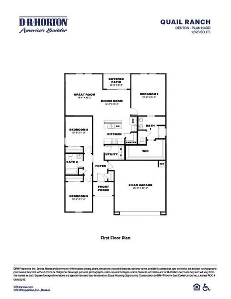 2D floor plan layout of this home in Quail Ranch, San Tan Valley, AZ (Image 4).