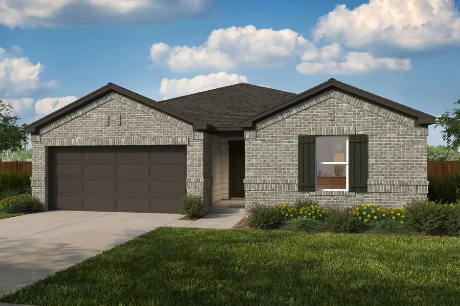 Representative exterior photo of a completed home built from the 2382 by KB Home in Labella Preserve, Montgomery, TX (Image 5). Representative exterior photo of a completed home built from the 2382 by KB Home in Labella Preserve, Montgomery, TX (Image 5).