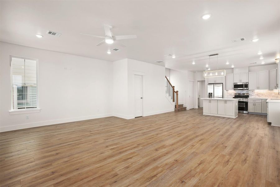 Family room opens to the kitchen