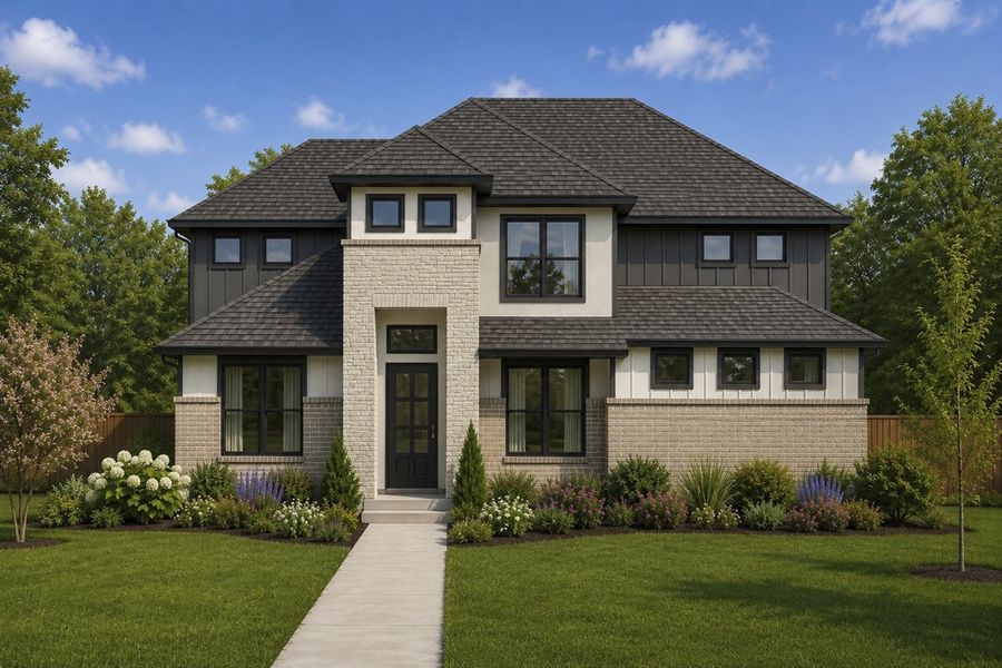 Representative exterior photo of a completed home built from the The Carlyle I by Lillian Custom Homes in Ten Mile Creek, DeSoto, TX (Image 7).