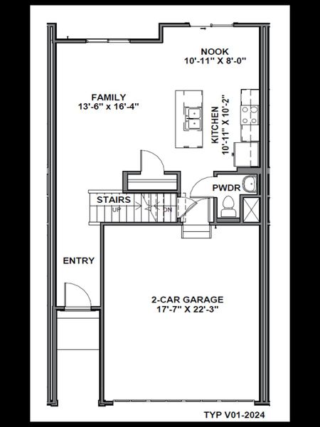 2D floor plan layout for the Oakridge by D.R. Horton in Colly Farm, Stokesdale, NC (Image 5).