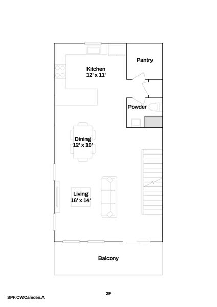 2D floor plan layout for the Camden by Legacy South Homes in The Chadwick, Nashville, TN (Image 3). 2D floor plan layout for the Camden by Legacy South Homes in The Chadwick, Nashville, TN (Image 3).