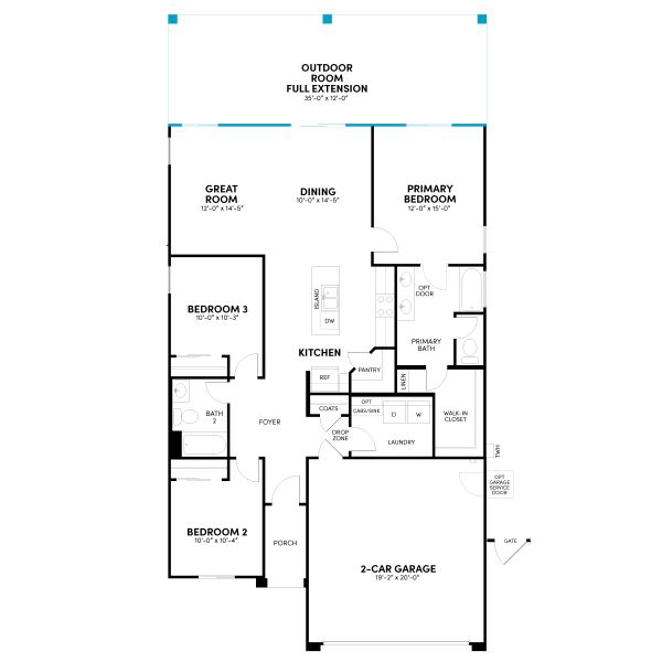 2D floor plan layout of this home in Highland Sage at Alamar, Avondale, AZ (Image 13).