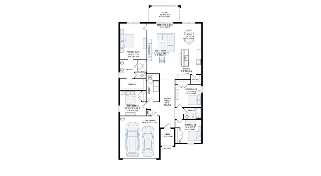 2D floor plan layout for the Brighton by Cardel Homes in Waterset, Apollo Beach, FL (Image 2). 2D floor plan layout for the Brighton by Cardel Homes in Waterset, Apollo Beach, FL (Image 2).
