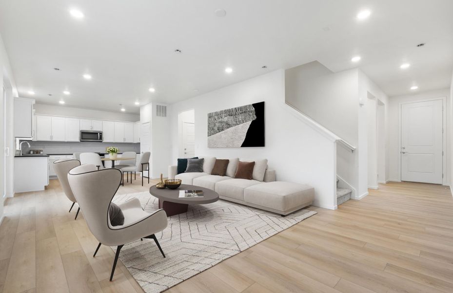 Representative furnished interior of a home built from the Caroline by Pulte Homes in Strata, Dacono (Image 5).