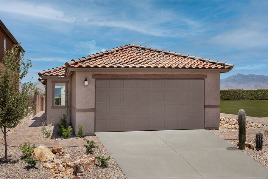 Representative exterior photo of a completed home built from the 1216 Modeled by KB Home in Founders Ridge, Vail, AZ (Image 11).