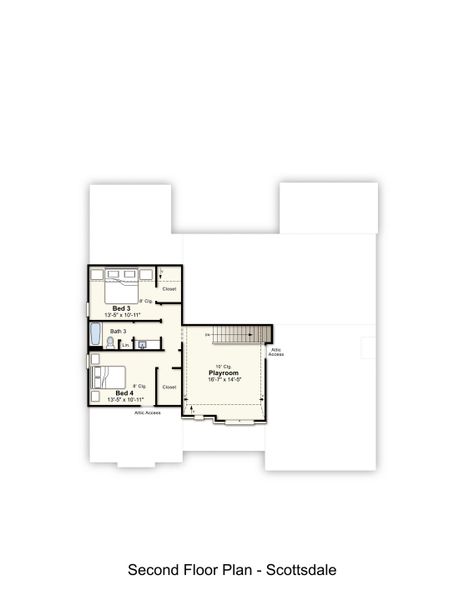 2D floor plan layout for the Scottsdale by Grant & Co in White Oak, Arlington, TN (Image 4).
