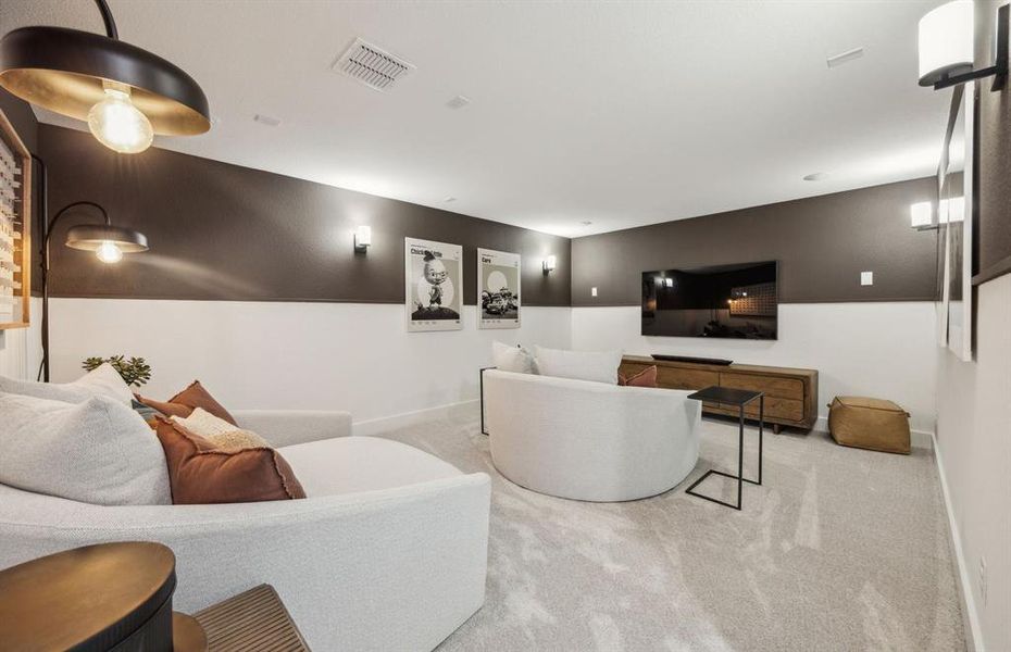 *Model Representation - media room on second level *Model Representation - media room on second level