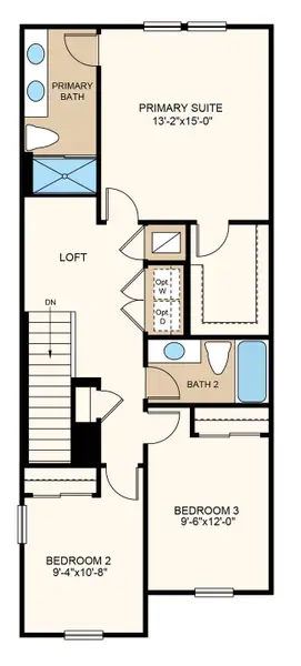 2D floor plan layout of this home in Vinterra Townhomes, Nokomis, FL (Image 3).