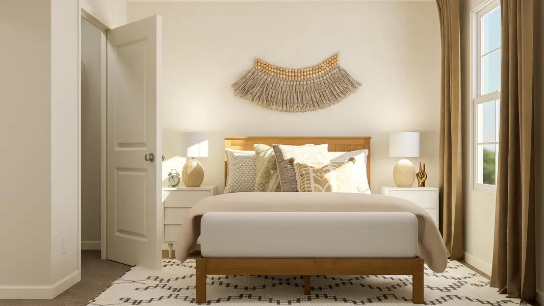 A bed in a room. A bed in a room.