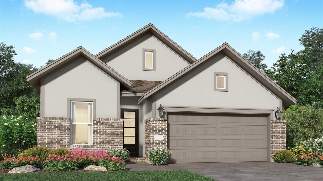 Front exterior of a new home in Anniston, Katy, TX, highlighting curb appeal (Image 1). Front exterior of a new home in Anniston, Katy, TX, highlighting curb appeal (Image 1).