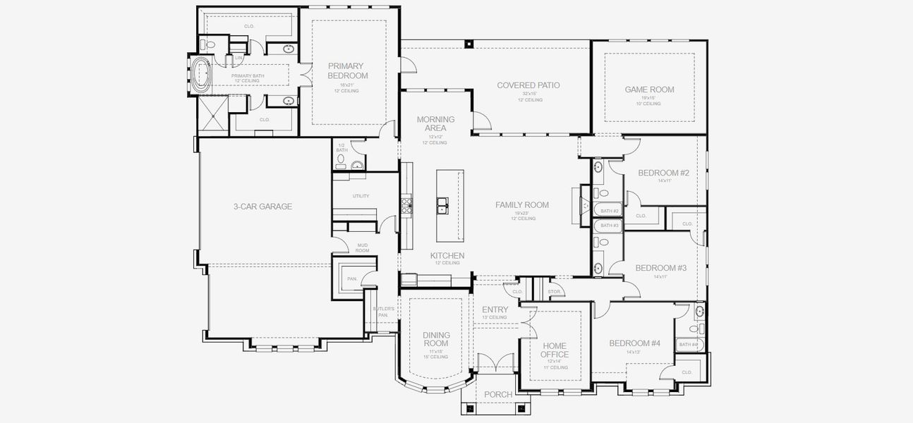 2D floor plan layout for the 3716A by Perry Homes in Megan's Landing 1/2 Acre, Castroville, TX (Image 3). 2D floor plan layout for the 3716A by Perry Homes in Megan's Landing 1/2 Acre, Castroville, TX (Image 3).