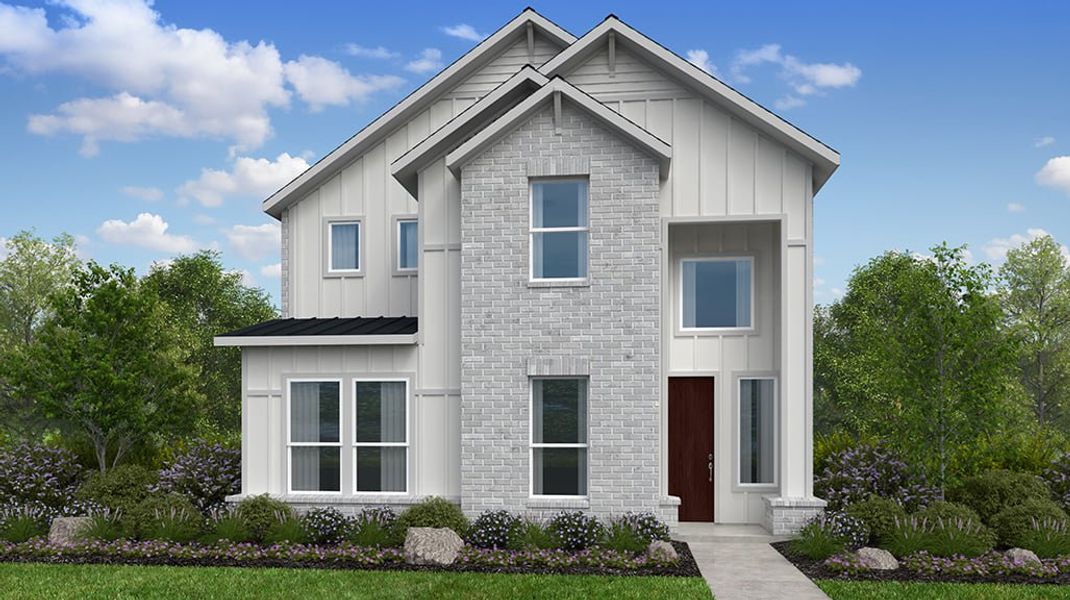 Representative exterior photo of a completed home built from the Mercer by Taylor Morrison in The Ranch at Uptown Celina 40s, Celina, TX (Image 17). Representative exterior photo of a completed home built from the Mercer by Taylor Morrison in The Ranch at Uptown Celina 40s, Celina, TX (Image 17).