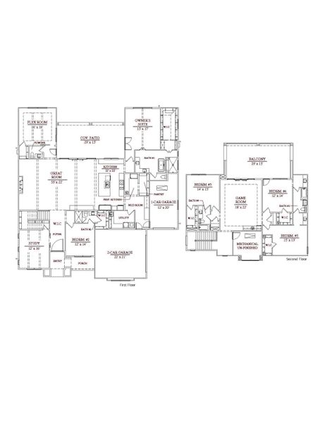 2D floor plan layout of this home in Montclair, Prosper, TX (Image 5). 2D floor plan layout of this home in Montclair, Prosper, TX (Image 5).