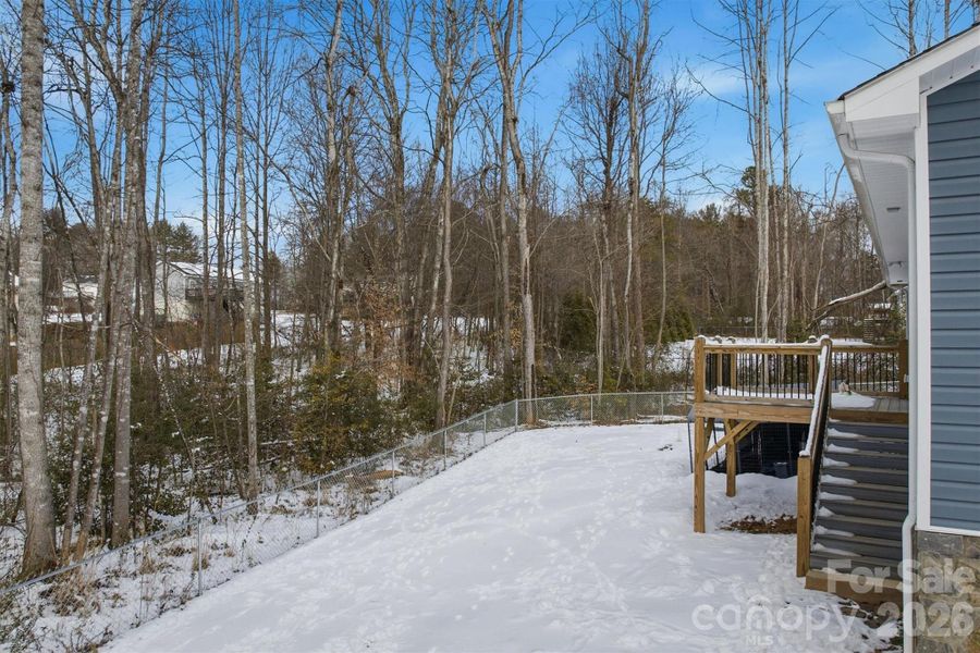 Wooded and Fenced Backyard