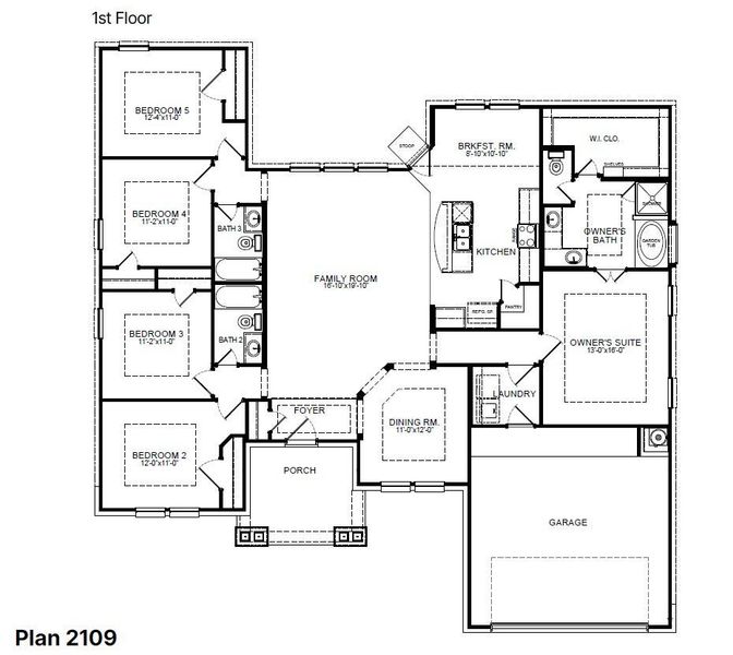 2D floor plan layout for the Rushmore by First America Homes in Jordan's Ranch, San Antonio, TX (Image 3).