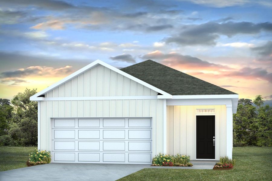 Front exterior of a new home in Evergreen, Holly Hill, SC, highlighting curb appeal (Image 1). Front exterior of a new home in Evergreen, Holly Hill, SC, highlighting curb appeal (Image 1).