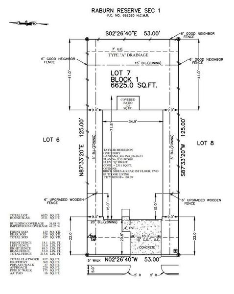 21930 Sam Raburn Drive preliminary plot plan