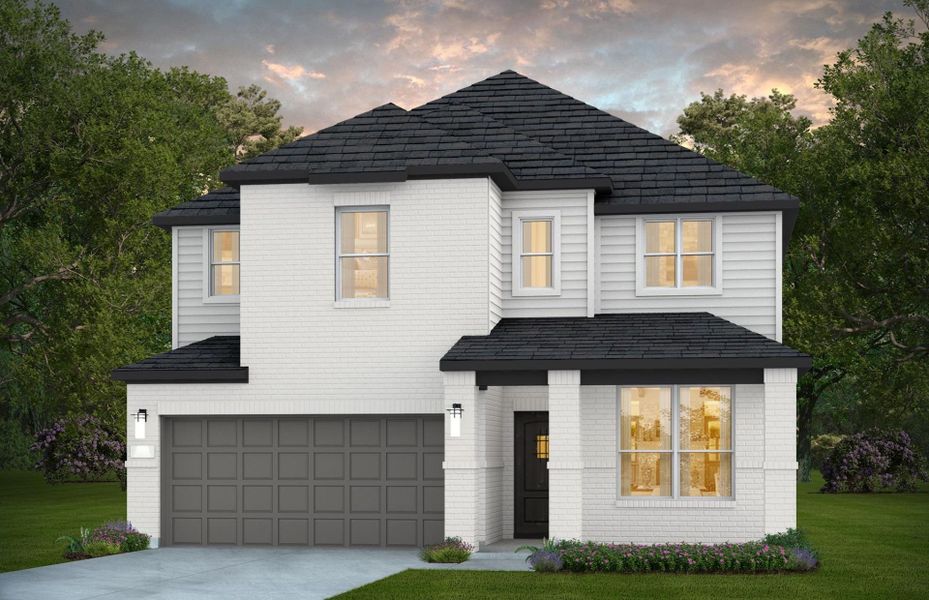 Representative exterior photo of a completed home built from the Riverdale by Pulte Homes in Montgomery Bend, Montgomery, TX (Image 14).