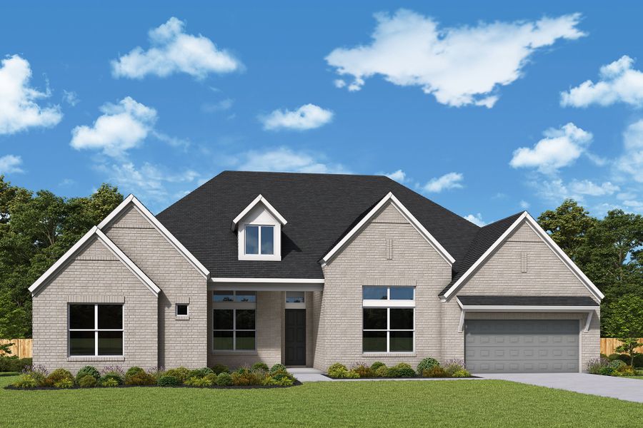 Representative exterior photo of a completed home built from the The Aubrey by David Weekley Homes in Goodland – Manor Series, Venus, TX (Image 2). Representative exterior photo of a completed home built from the The Aubrey by David Weekley Homes in Goodland – Manor Series, Venus, TX (Image 2).