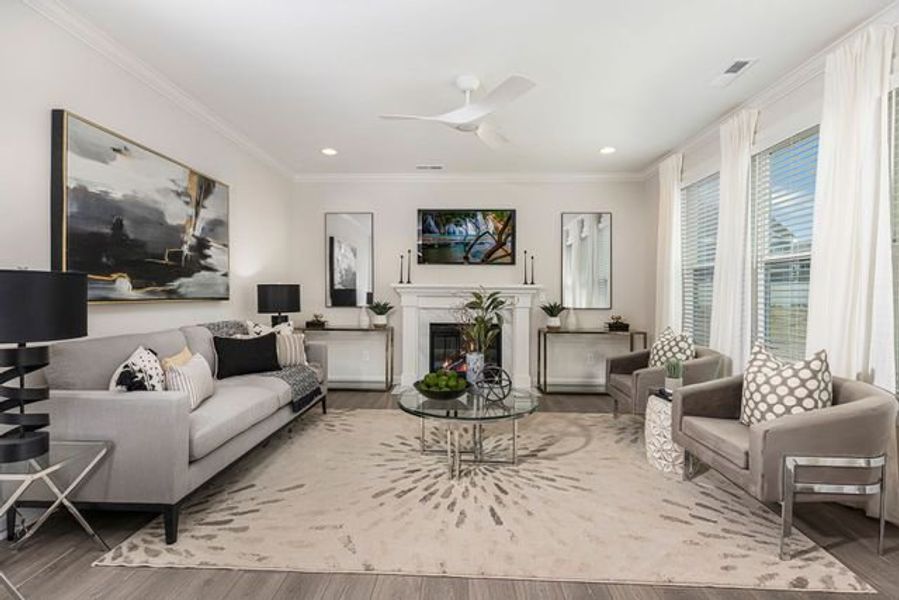 Representative furnished interior of a home built from the Huntley by True Homes in Wendell Springs, Wendell (Image 3).