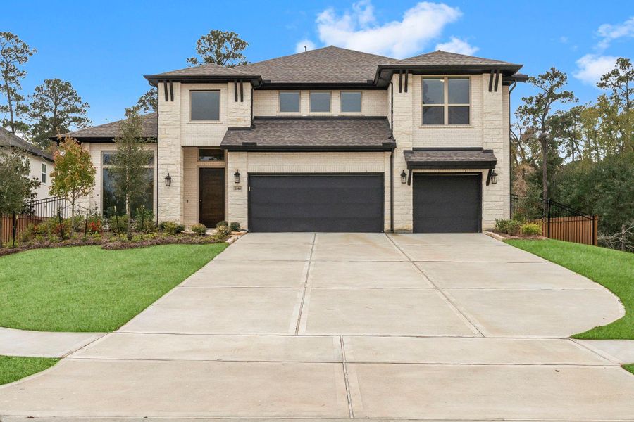 Front exterior of a new home in , Magnolia, TX, highlighting curb appeal (Image 1). Front exterior of a new home in , Magnolia, TX, highlighting curb appeal (Image 1).