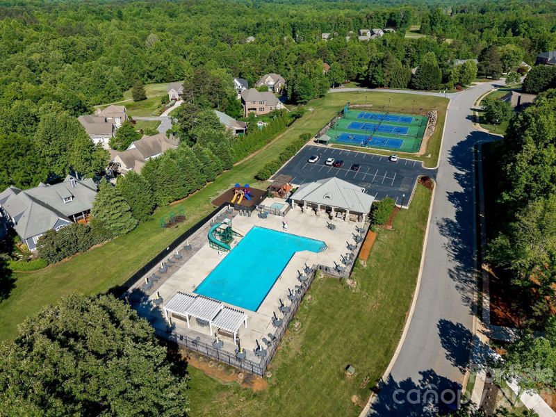 Overhead view of Pool and Tennis/Pickleball Courts
