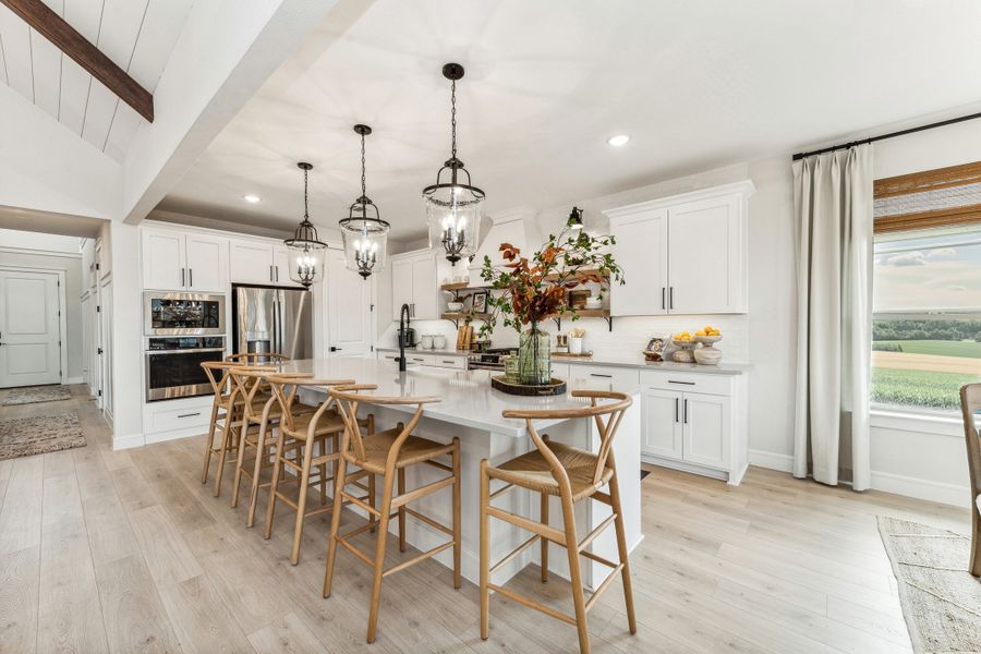 Kitchen with pendant lighting