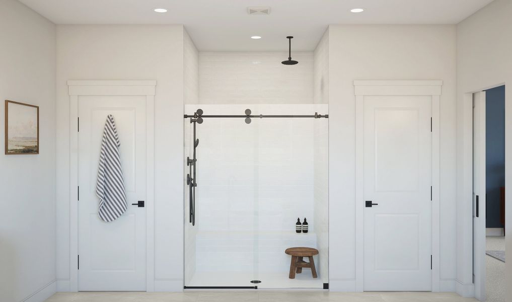 Primary bath with glass shower enclosure Primary bath with glass shower enclosure