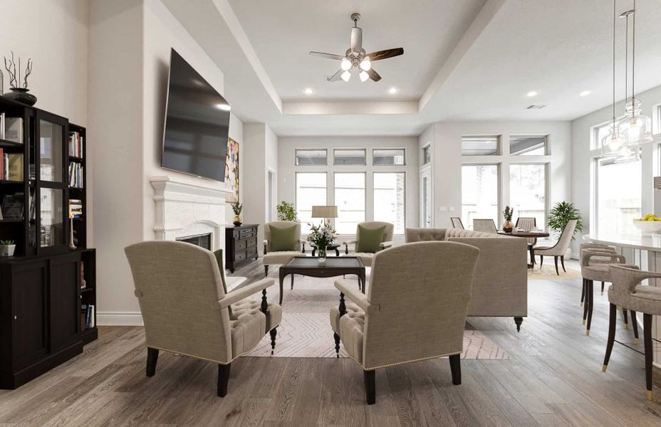 Representative furnished interior of a home built from the 2349 by Ravenna Homes in The Highlands 55′, Porter (Image 6). Representative furnished interior of a home built from the 2349 by Ravenna Homes in The Highlands 55′, Porter (Image 6).