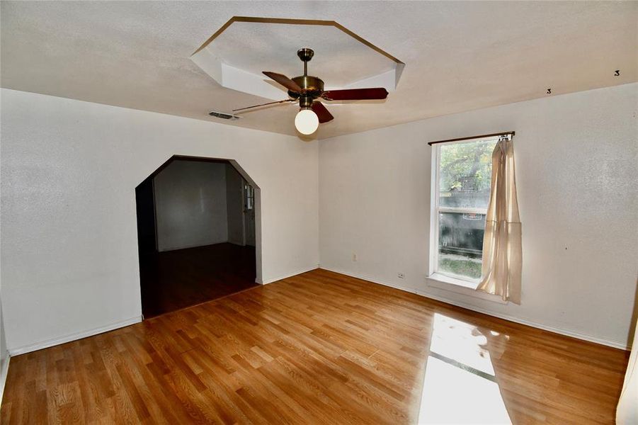 Ceiling fan, and arched walkways Ceiling fan, and arched walkways