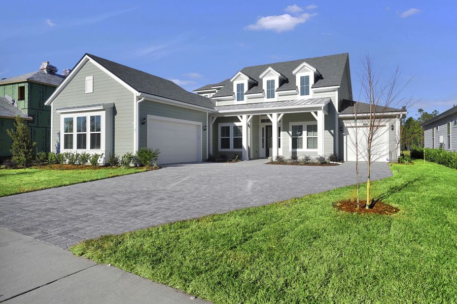 Representative exterior photo of a completed home built from the Riverdale by Riverside Homes in Hidden Creek at SilverLeaf, St. Augustine, FL (Image 26). Representative exterior photo of a completed home built from the Riverdale by Riverside Homes in Hidden Creek at SilverLeaf, St. Augustine, FL (Image 26).