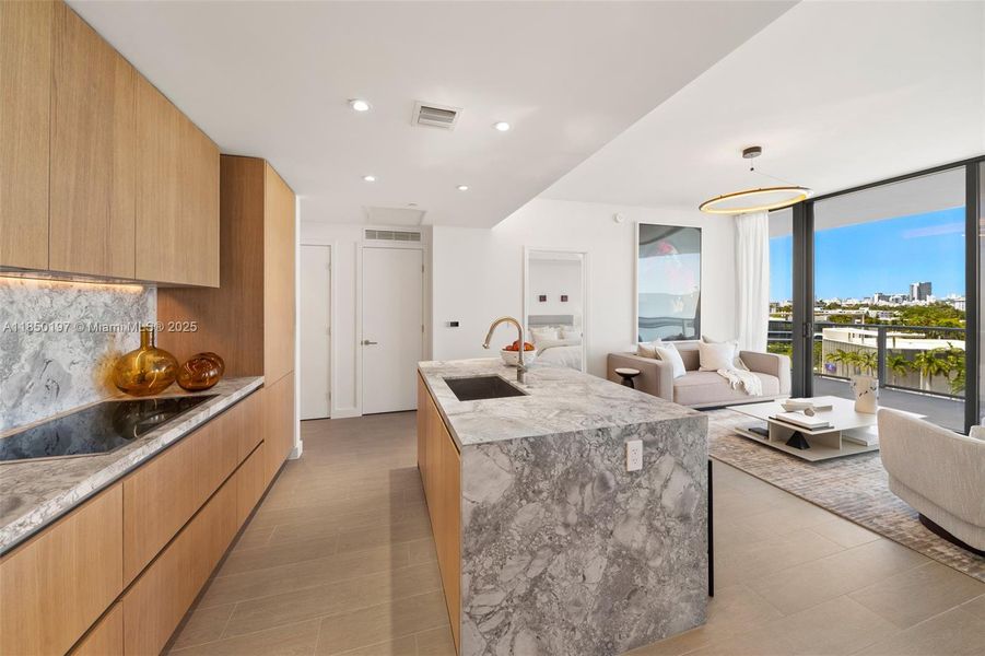 Furnished interior view inside a new home in Five Park, Miami Beach (Image 10).