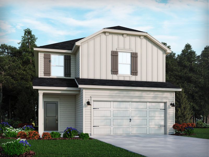 Representative exterior photo of a completed home built from the Finley by Meritage Homes in Walnut Reserve, Conover, NC (Image 23).