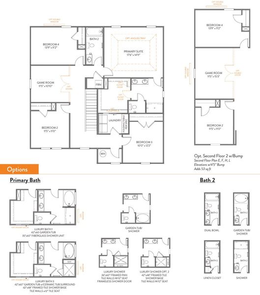 2D floor plan layout for the Kipling by True Homes in Westbrook Falls, Colfax, NC (Image 6).