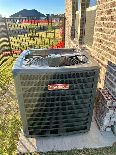 Central AC unit with an extrordinary 14.3 efficiency rating. Installed with new build in 2024!