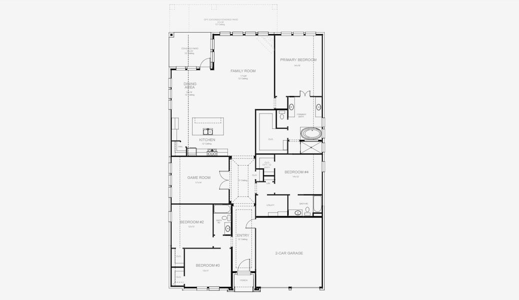2D floor plan layout for the 2726W by Perry Homes in Devonshire 55', Forney, TX (Image 3). 2D floor plan layout for the 2726W by Perry Homes in Devonshire 55', Forney, TX (Image 3).