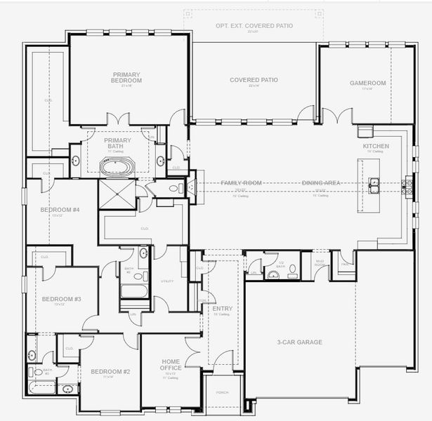 2D floor plan layout for the 3478W by Perry Homes in Enchanted Creek 1 Acre, Allen, TX (Image 4). 2D floor plan layout for the 3478W by Perry Homes in Enchanted Creek 1 Acre, Allen, TX (Image 4).