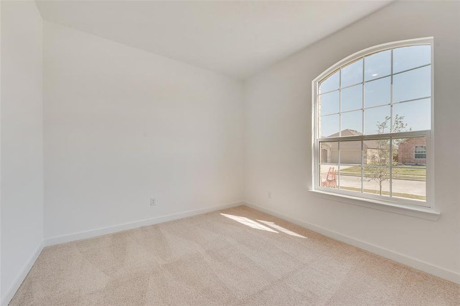 Unfurnished room with light colored carpet and plenty of natural light