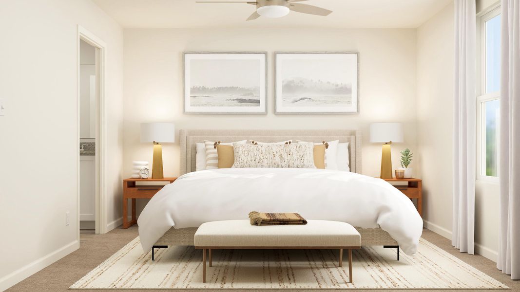 A bed in a room. A bed in a room.