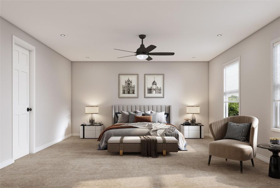 Another view of the primary bedroom. Example photo, virtually staged