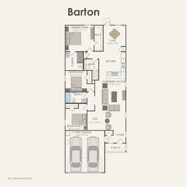 2D floor plan layout for the Barton by Centex in Cottonwood, Howe, TX (Image 3).