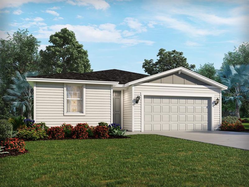 Front exterior of a new home in Colbert Landings, Palm Coast, FL, highlighting curb appeal (Image 1). Front exterior of a new home in Colbert Landings, Palm Coast, FL, highlighting curb appeal (Image 1).