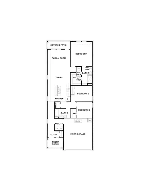 2D floor plan layout of this home in Midtown Reserve, College Station, TX (Image 2).