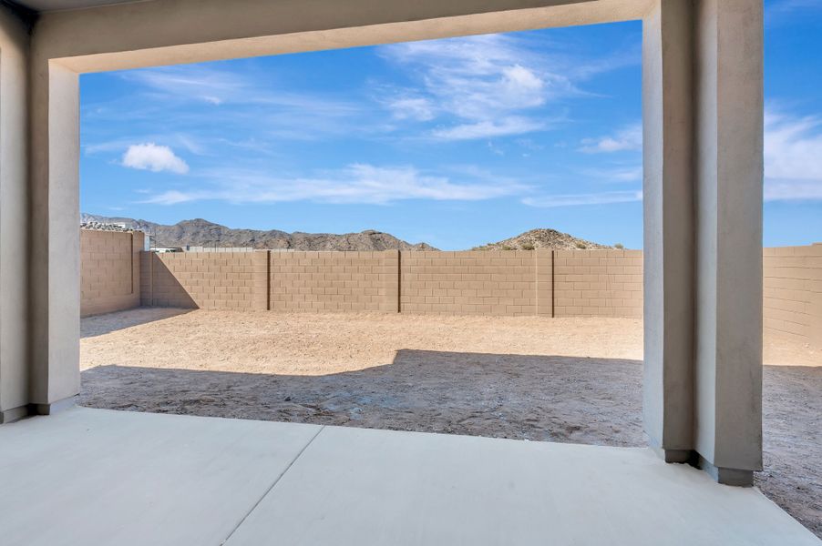 Exterior details and patio area of a home in Skyline at Verrado Regent Hills, Buckeye (Image 3).