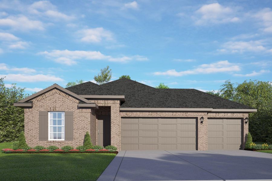Front exterior of a new home in Emberly, Beasley, TX, highlighting curb appeal (Image 1). Front exterior of a new home in Emberly, Beasley, TX, highlighting curb appeal (Image 1).