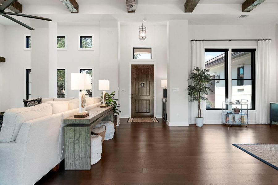 Wood floors are oak, 7" wide, variable length engineered hardwood. Wood floors are oak, 7" wide, variable length engineered hardwood.