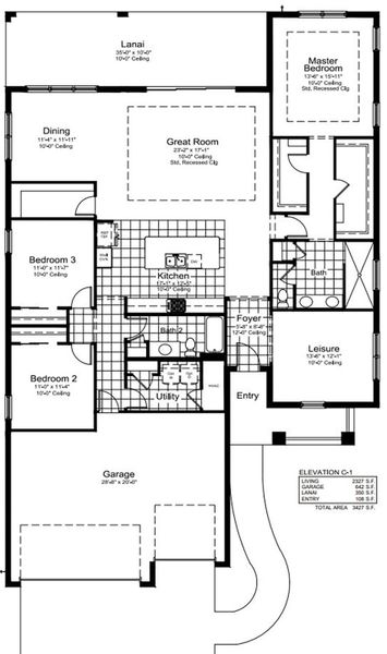 2D floor plan layout for the Sea Isle by Neal Communities in Avelina, Venice, FL (Image 3).